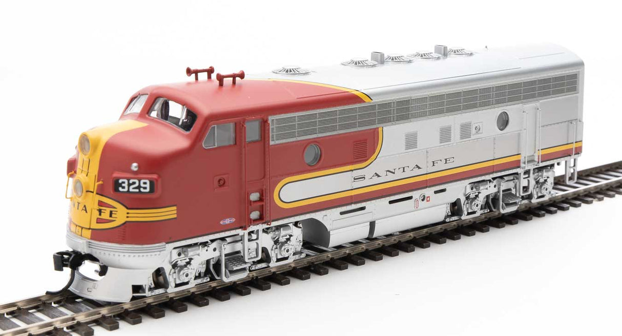 Walthers Mainline EMD F7 A-B Set - ESU Sound and DCC -- Santa Fe #329L, 329A (Passenger Warbonnet, silver, red, black) - 910-19961