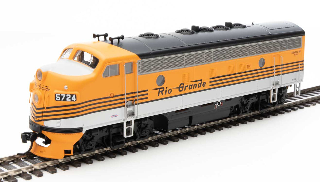 Walthers Mainline EMD F7 A-B Set - ESU Sound and DCC -- Denver & Rio Grande Western(TM) #5724, #5712 (Grande Gold, silver, black) - 910-19972