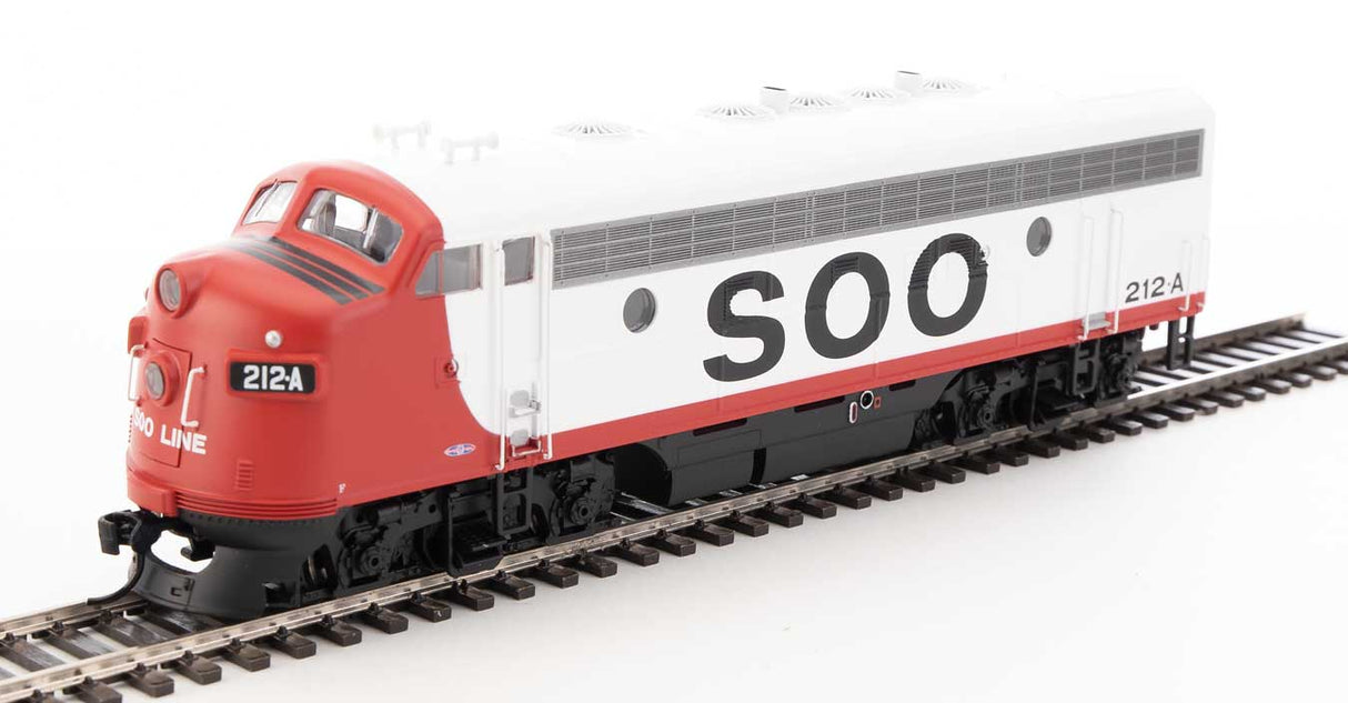 Walthers Mainline EMD F7 A-B Set - ESU Sound and DCC -- Soo Line #212A, #2201C (red, white, black) - 910-19979