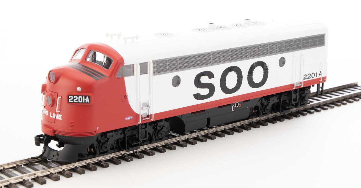 Walthers Mainline EMD F7 A-B Set - ESU Sound and DCC -- Soo Line #2201A, #2204C (red, white, black) - 910-19980