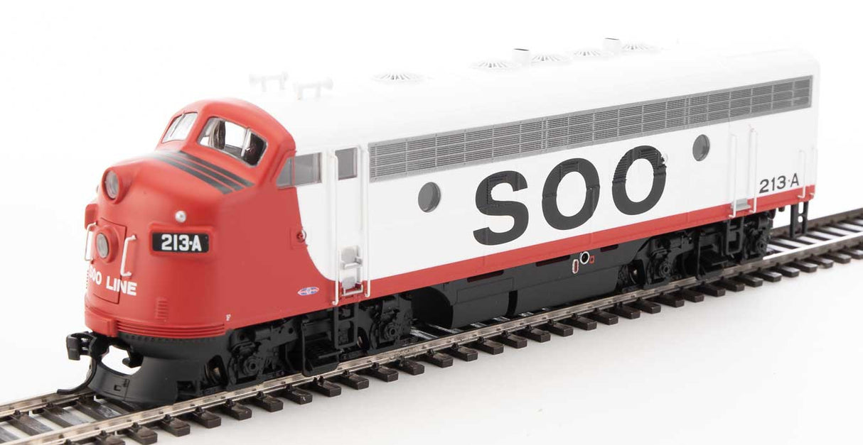 Walthers Mainline EMD F7 A - ESU Sound and DCC -- Soo Line #213A (red, white, black) - 910-19981