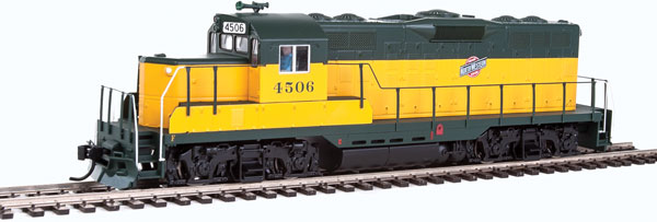 Walthers Mainline EMD GP9 Phase II with Chopped Nose - ESU(R) Sound and DCC -- Chicago & North Western(TM) 4506 (yellow, green, Railway logo) - 910-20406