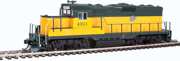 Walthers Mainline EMD GP9 Phase II with Chopped Nose - ESU(R) Sound and DCC -- Chicago & North Western(TM) 4511 (yellow, green, Railway logo) - 910-20407