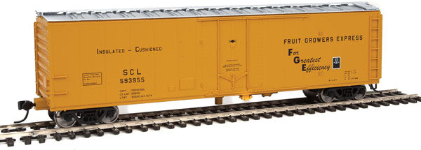 Walthers Mainline PC&F 50' Insulated Boxcar - Ready to Run -- Fruit Grower's Express 594041 (yellow, silver, black) - 910-2838