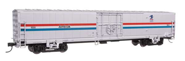 WalthersMainline HO 60' Thrall Material Handling Car MHC-2 - Ready To Run -- Amtrak Phase III w/US Mail Logo #1530
