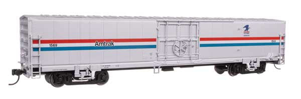 WalthersMainline HO 60' Thrall Material Handling Car MHC-2 - Ready To Run -- Amtrak Phase III w/US Mail Logo #1569