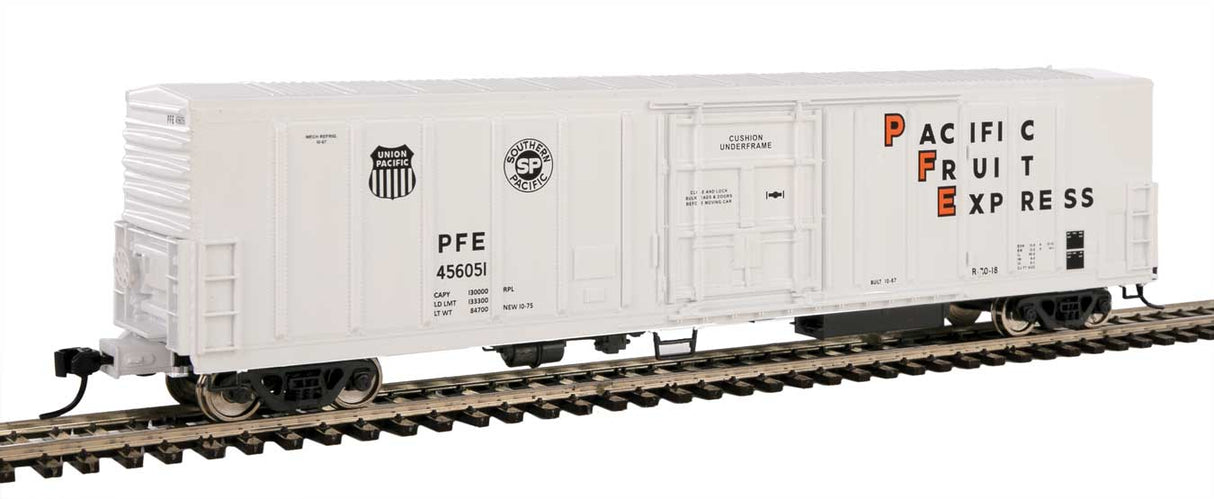 Walthers Mainline 57' Mechanical Reefer - Ready to Run -- Pacific Fruit Express(TM) #456051 (white, black, orange) - 910-3958