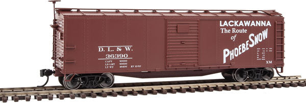 Walthers Mainline 40' Rebuilt Steel Boxcar - Ready To Run -- Delaware, Lackawanna & Western #36390 (Boxcar Red, Phoebe Snow Slogan) - 910-40818