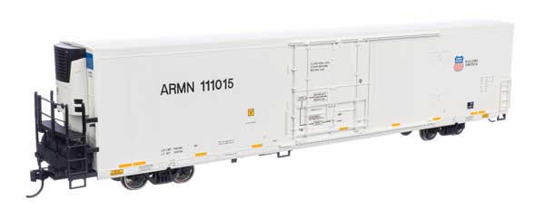 WalthersMainline HO 72' Modern Refrigerator Boxcar - Ready to Run -- Union Pacific(R) ARMN #111015 white, high reporting mark, shield & slogan