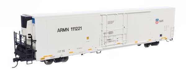 WalthersMainline HO 72' Modern Refrigerator Boxcar - Ready to Run -- Union Pacific(R) ARMN #111221 white, high reporting mark, shield & slogan