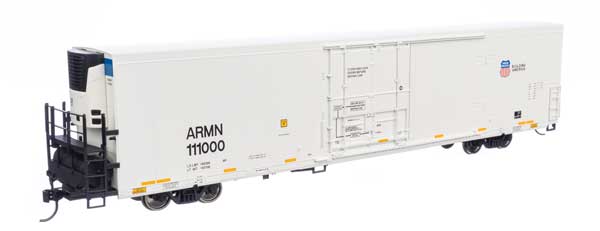 WalthersMainline HO 72' Modern Refrigerator Boxcar - Ready to Run -- Union Pacific(R) ARMN #111000 white, low reporting mark, high shield & slogan