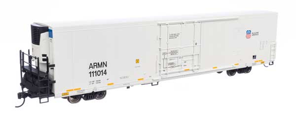 WalthersMainline HO 72' Modern Refrigerator Boxcar - Ready to Run -- Union Pacific(R) ARMN #111014 white, low reporting mark, high shield & slogan