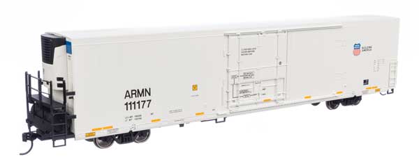 WalthersMainline HO 72' Modern Refrigerator Boxcar - Ready to Run -- Union Pacific(R) ARMN #111177 white, low reporting mark, high shield & slogan