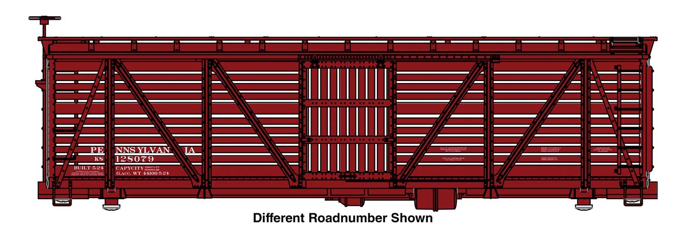 WalthersMainline HO 40'Wood Stock Car - Ready to Run -- Pennsylvania Railroad #128085
