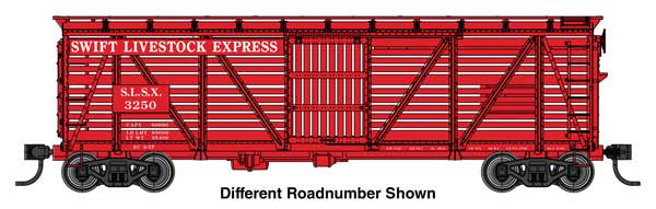 WalthersMainline HO 40' Wood Stock Car with Dreadnaught ends - Ready to Run -- Swift #3484