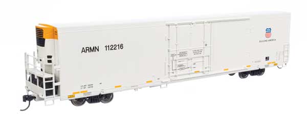 WalthersMainline HO 72' Modern Refrigerator Boxcar - Ready to Run -- Union Pacific(R) ARMN #112216 white, high reporting mark, shield & slogan