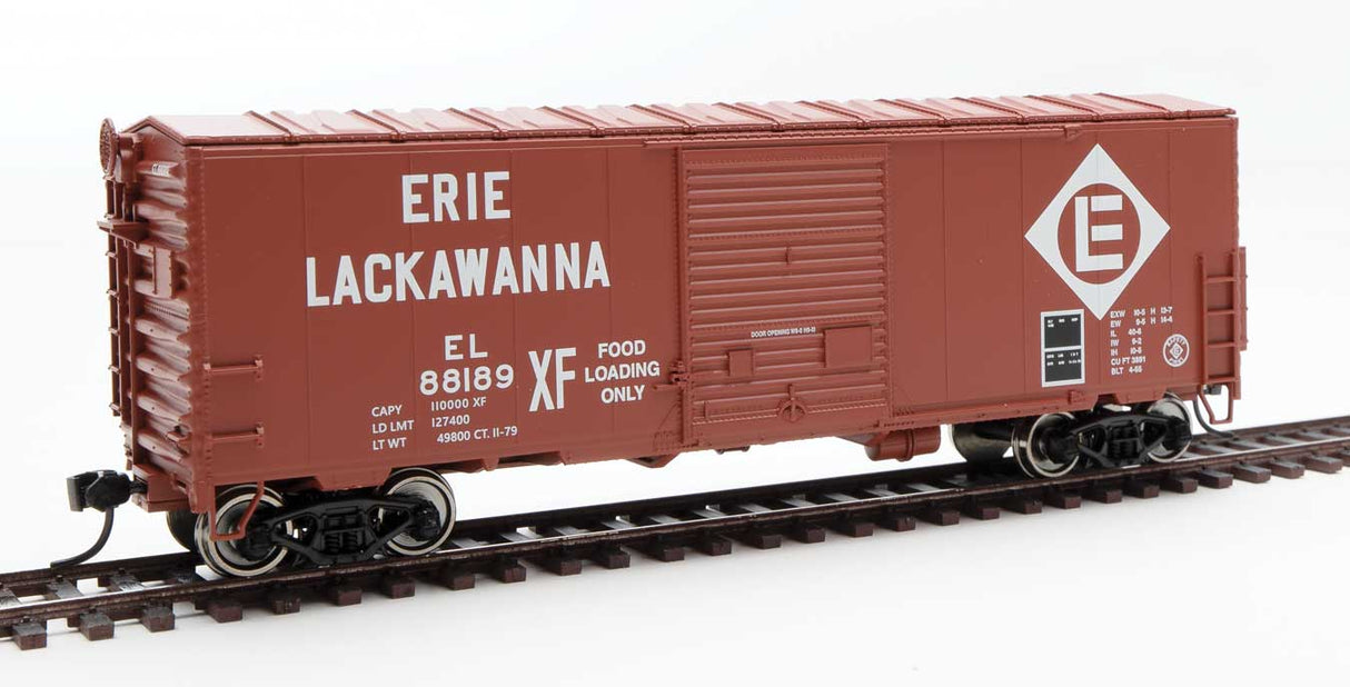 Walthers Mainline 40' ACF Modernized Welded Boxcar w/8' Youngstown Door - Ready to Run -- Erie Lackawanna #88189 - 910-45002