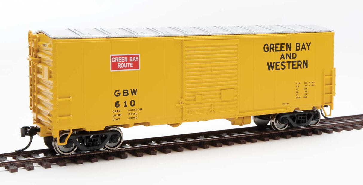 Walthers Mainline 40' ACF Modernized Welded Boxcar w/8' Youngstown Door - Ready to Run -- Green Bay & Western #610 - 910-45004