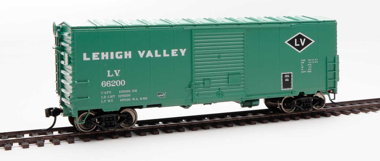 Walthers Mainline 40' ACF Modernized Welded Boxcar w/8' Youngstown Door - Ready to Run -- Lehigh Valley #66200 - 910-45011