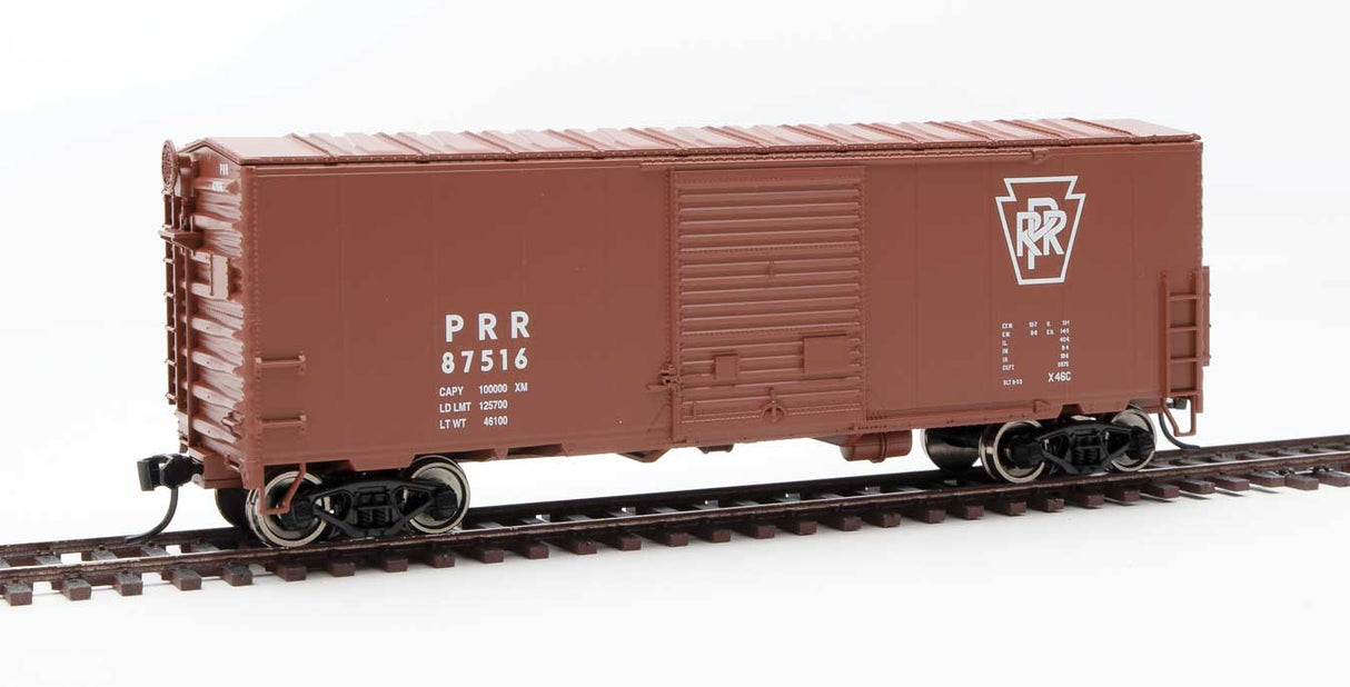 Walthers Mainline 40' ACF Modernized Welded Boxcar w/8' Youngstown Door - Ready to Run -- Pennsylvania Railroad #87516 - 910-45017