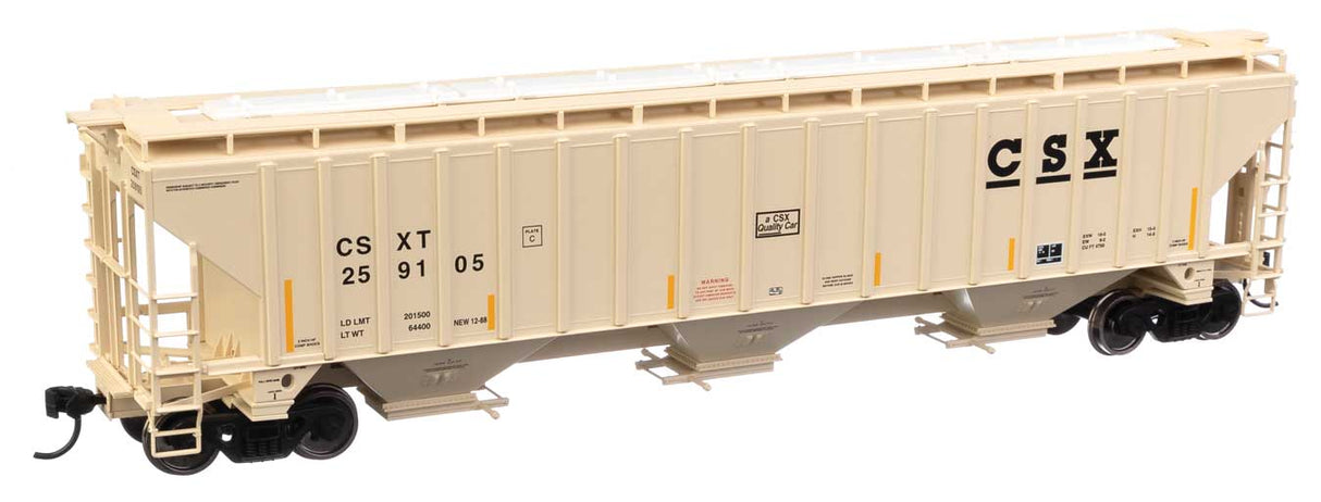 Walthers Mainline HO 57' Trinity 4750 3-Bay Covered Hopper - Ready to Run -- CSX Transportation #259105
