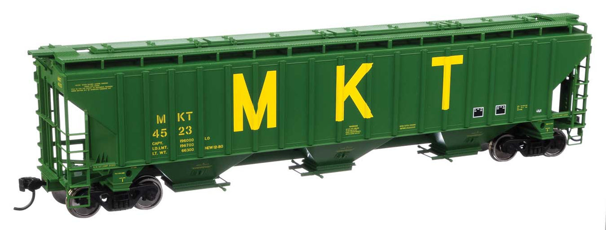 Walthers Mainline HO 57' Trinity 4750 3-Bay Covered Hopper - Ready to Run -- Missouri-Kansas-Texas(TM) #4523