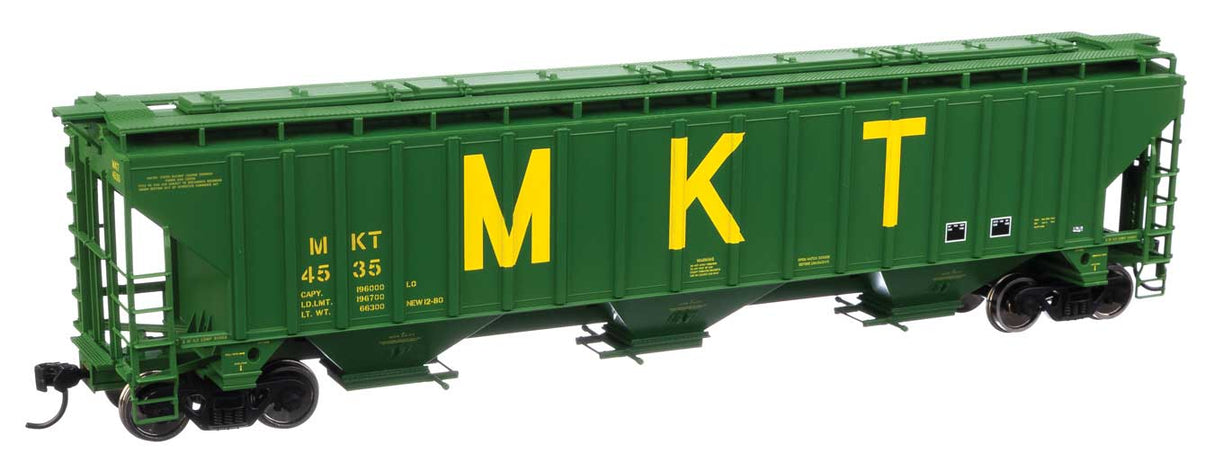 Walthers Mainline HO 57' Trinity 4750 3-Bay Covered Hopper - Ready to Run -- Missouri-Kansas-Texas(TM) #4535