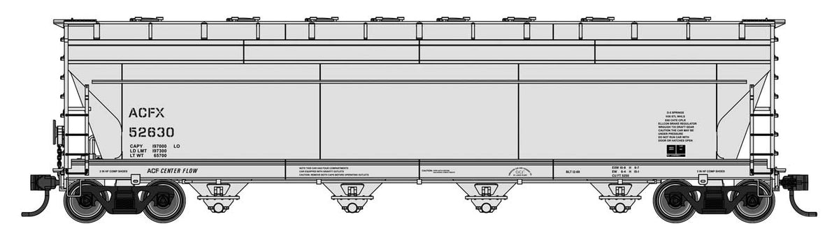 WalthersMainline HO ACF 5250 4-Bay Centerflow Covered Hopper - Ready to Run – ACFX #52630