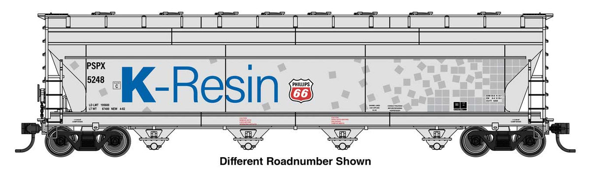WalthersMainline HO ACF 5250 4-Bay Centerflow Covered Hopper - Ready to Run – Phillips 66 #5252