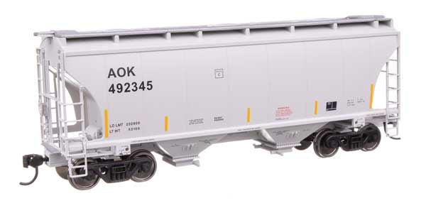 WalthersMainline HO 39' Trinity 3281 2-Bay Covered Hopper - Ready-to-Run -- Arkansas Oklahoma Railroad (AOK) #492345