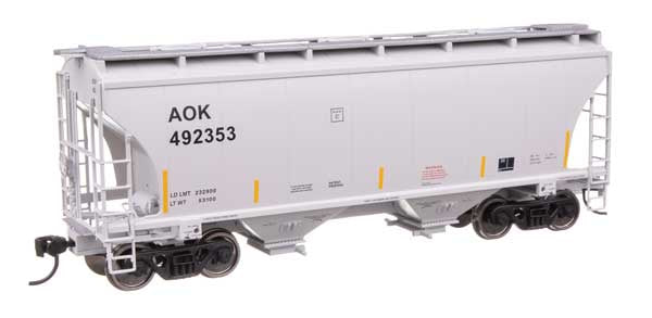 WalthersMainline HO 39' Trinity 3281 2-Bay Covered Hopper - Ready-to-Run -- Arkansas Oklahoma Railroad (AOK) #492353