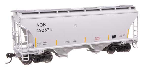 WalthersMainline HO 39' Trinity 3281 2-Bay Covered Hopper - Ready-to-Run -- Arkansas Oklahoma Railroad (AOK) #492574