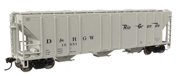 50' Pullman-Standard PS2-CD 4427 3-Bay Covered Hopper - Ready to Run -- Denver & Rio Grande Western #15051