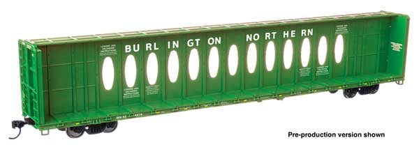 WalthersMainline 72' Centerbeam Flatcar w/Opera Windows - Ready to Run -- Burlington Northern (BN) #624414