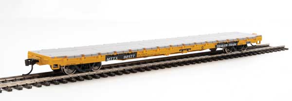 Walthers Mainline 60' Pullman-Standard Flatcar - Ready to Run -- Trailer-Train MTTX #92177 (General Loading; yellow, black) - 910-5341
