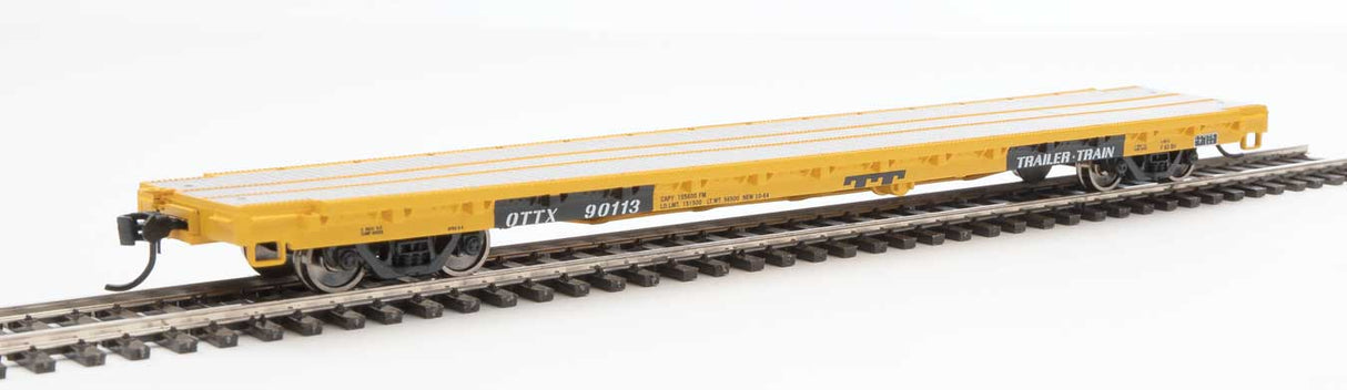Walthers Mainline 60' Pullman-Standard Flatcar - Ready to Run -- Trailer-Train OTTX #90113 (modernized version, yellow, black TT logo) - 910-5346