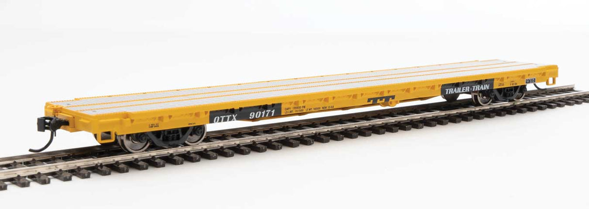 Walthers Mainline 60' Pullman-Standard Flatcar - Ready to Run -- Trailer-Train OTTX #90171 (modernized version, yellow, black TT logo) - 910-5348