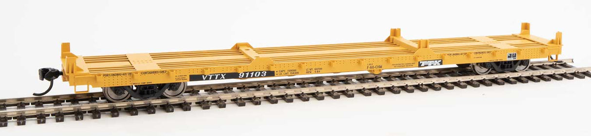 Walthers Mainline 60' Pullman-Standard Flatcar - Ready to Run -- TTX VTTX #91103 (20' and 40' container loading) - 910-5380