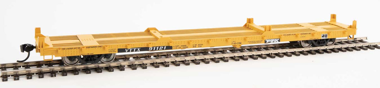 Walthers Mainline 60' Pullman-Standard Flatcar - Ready to Run -- TTX VTTX #91121 (20' and 40' container loading) - 910-5381