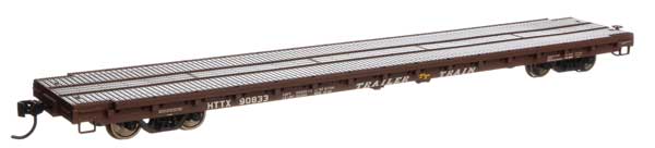 WalthersMainline 60' Pullman-Standard Flatcar - Ready to Run -- Trailer-Train HTTX #90833 (brown) - 910-5400
