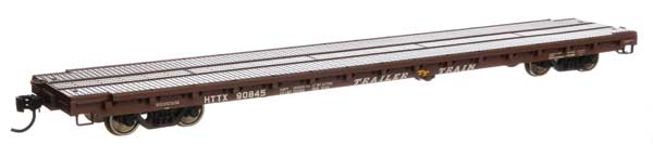 WalthersMainline 60' Pullman-Standard Flatcar - Ready to Run -- Trailer-Train HTTX #90845 (brown) - 910-5401