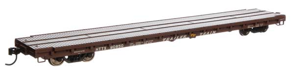 WalthersMainline 60' Pullman-Standard Flatcar - Ready to Run -- Trailer-Train HTTX #90850 (brown) - 910-5402