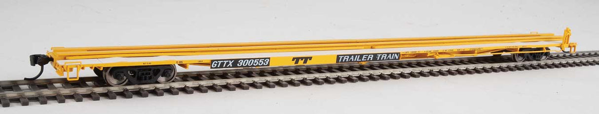 Walthers Mainline HO 85' General American G85 Flatcar - Ready to Run -- GTTX (Yellow) #300553 - 910-5521