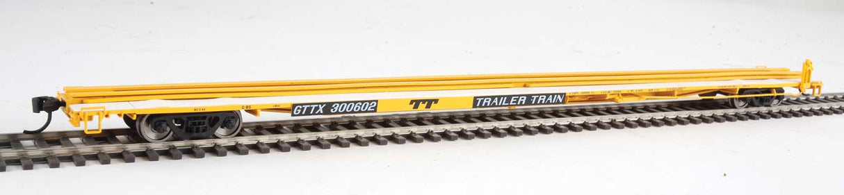 Walthers Mainline HO 85' General American G85 Flatcar - Ready to Run -- GTTX (Yellow) #300602 - 910-5522