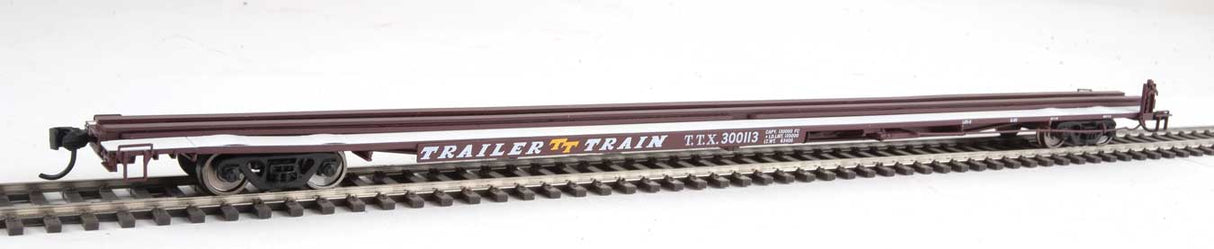 Walthers Mainline HO 85' General American G85 Flatcar - Ready to Run -- TTX (Brown) #300113 - 910-5536