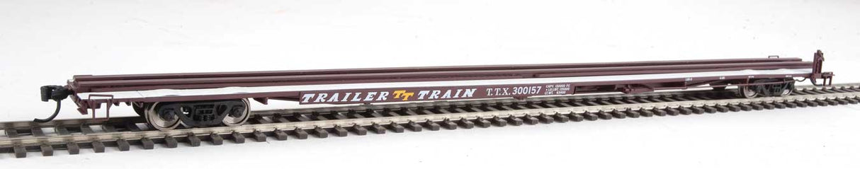 Walthers Mainline HO 85' General American G85 Flatcar - Ready to Run -- TTX (Brown) #300157 - 910-5537