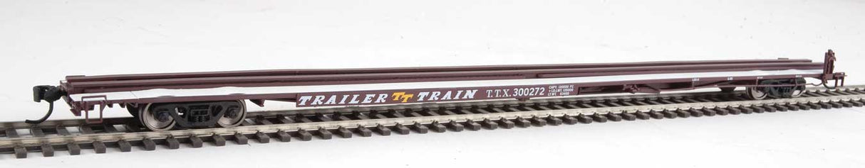 Walthers Mainline HO 85' General American G85 Flatcar - Ready to Run -- TTX (Brown) #300272 - 910-5538