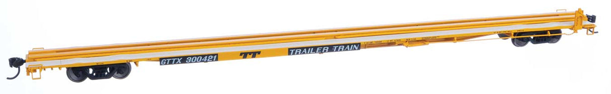 Walthers Mainline 85' General American G85 Flatcar - Ready to Run -- GTTX (Yellow) #300421 - 910-5555