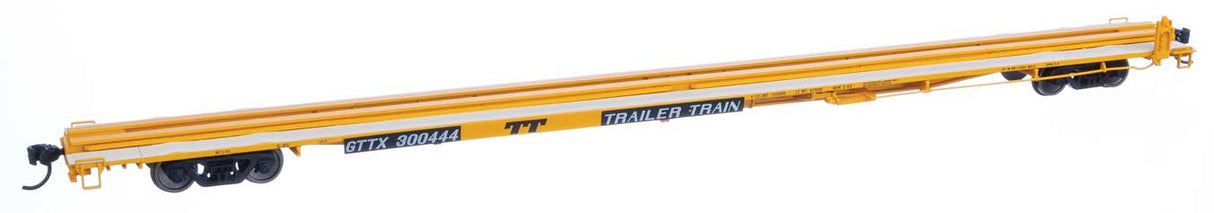 Walthers Mainline 85' General American G85 Flatcar - Ready to Run -- GTTX (Yellow) #300444 - 910-5556