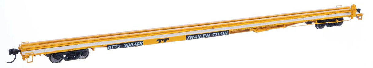 Walthers Mainline 85' General American G85 Flatcar - Ready to Run -- GTTX (Yellow) #300486 - 910-5558
